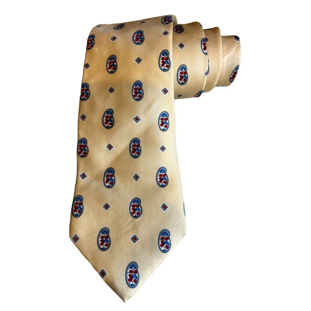 Vintage 70s YSL Yves Saint Laurent silk tie Pale Yellow